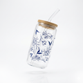 Glass Cup (Blue flowers)