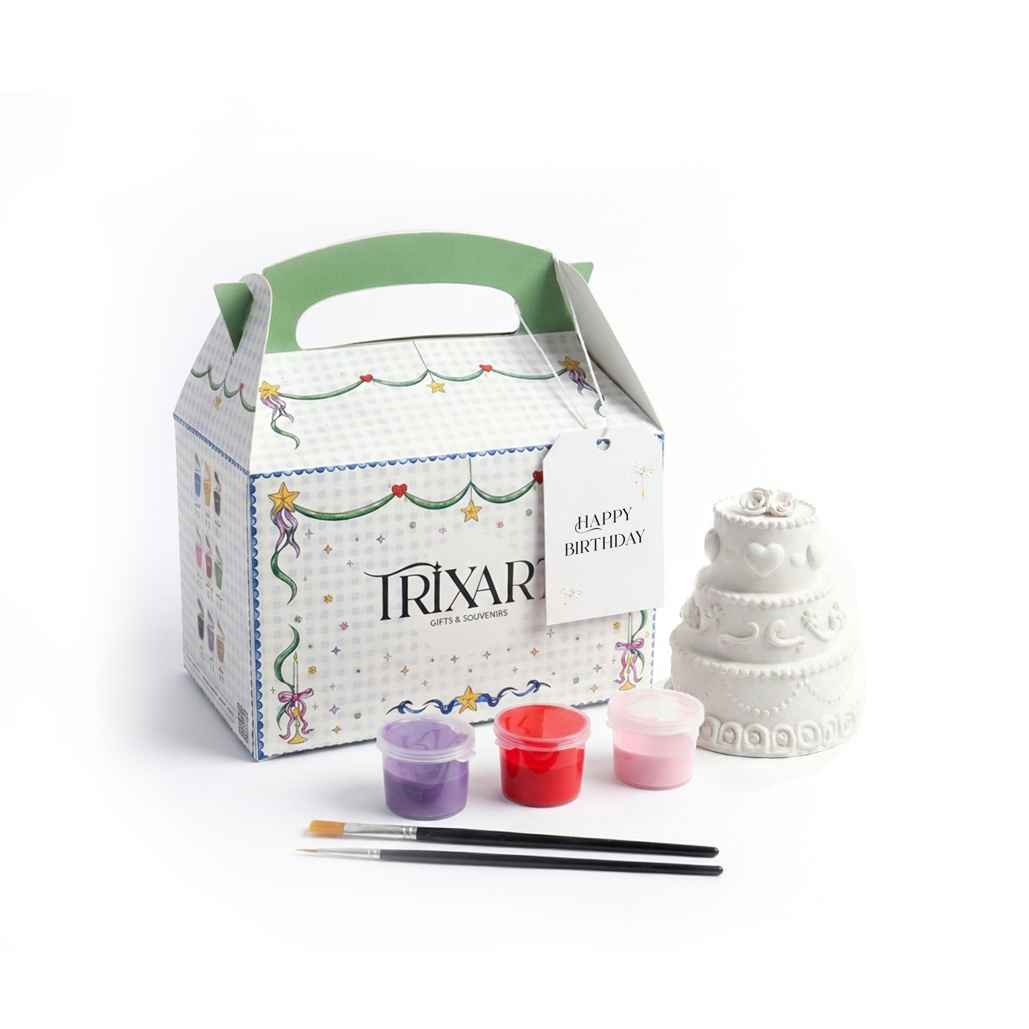 Heart-Detail Ceramic Cake