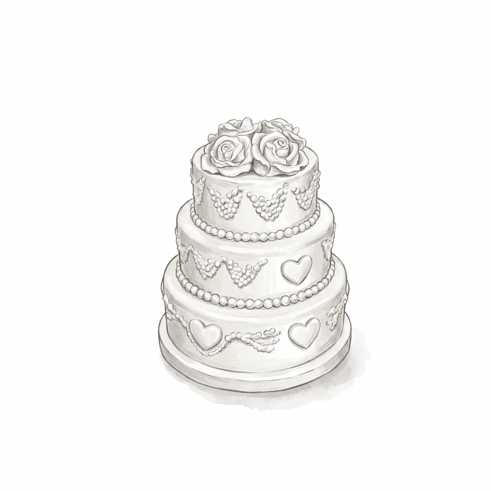 Layered Floral Ceramic Cake