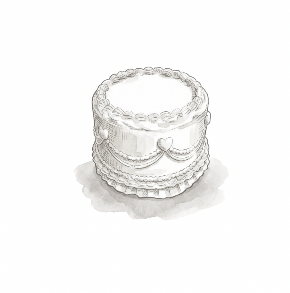 Heart-Detail Ceramic Cake